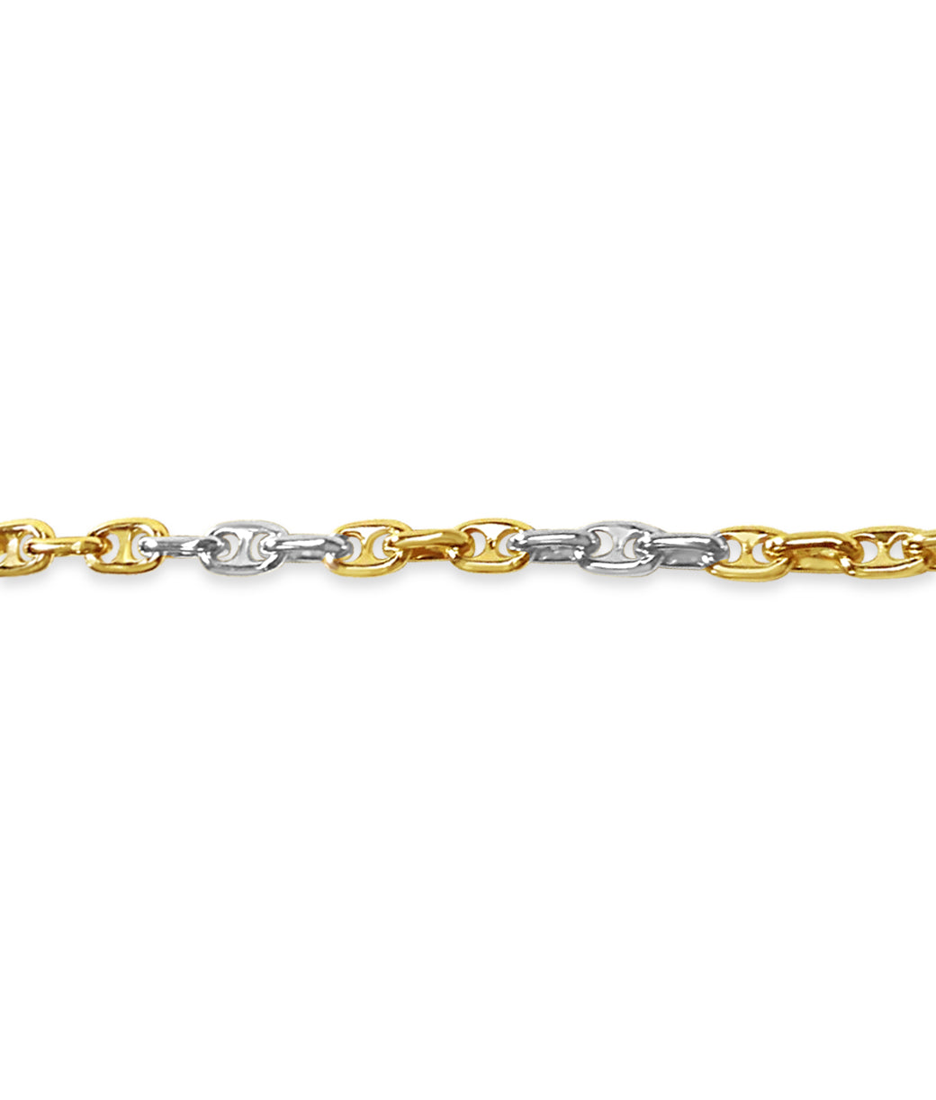 Anchor Mariner Solid White/Yellow/Rose Gold Handmade Bracelet , 5mm, 6.5-10 Inch