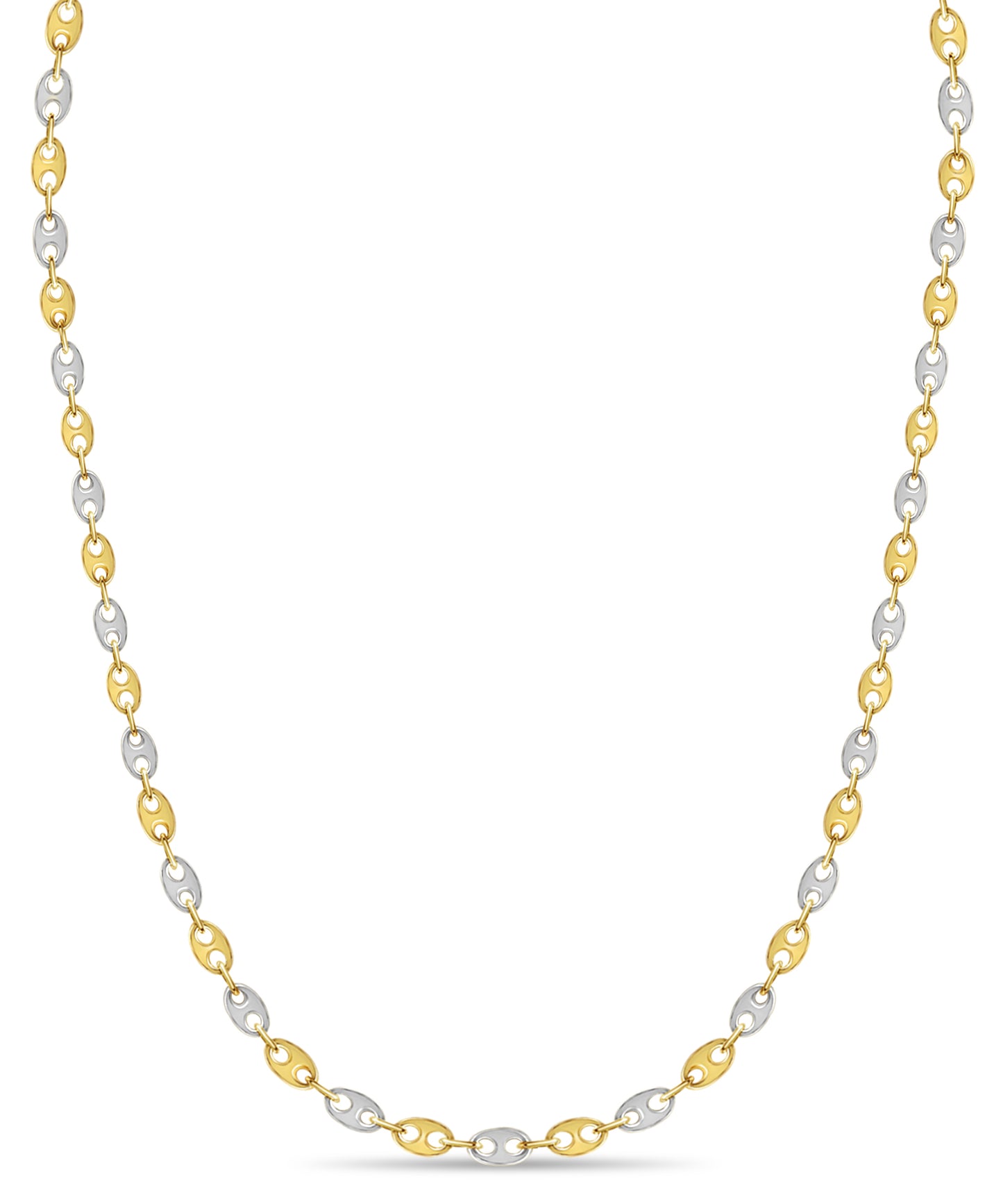 Mariner Solid White/Yellow/Rose Gold Handmade Necklace , 9mm, 16-30 Inch