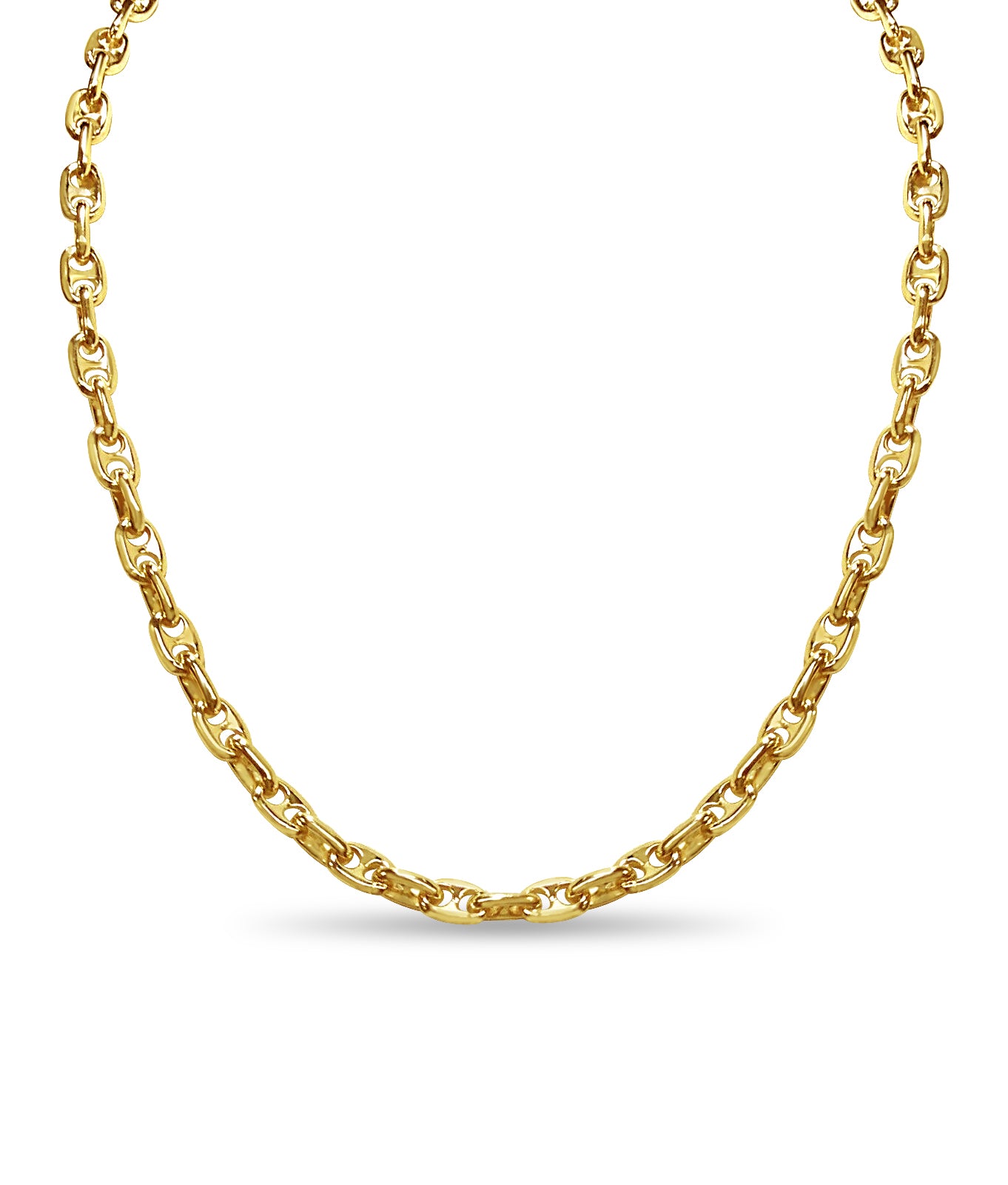 Anchor Mariner Solid White/Yellow/Rose Gold Handmade Necklace , 5mm, 16-30 Inch