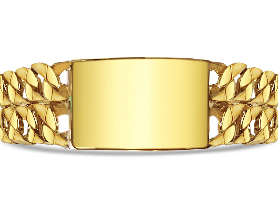ID Curb Solid White/Yellow/Rose Gold Handmade Bracelet , 27mm, 6.5-10 Inch