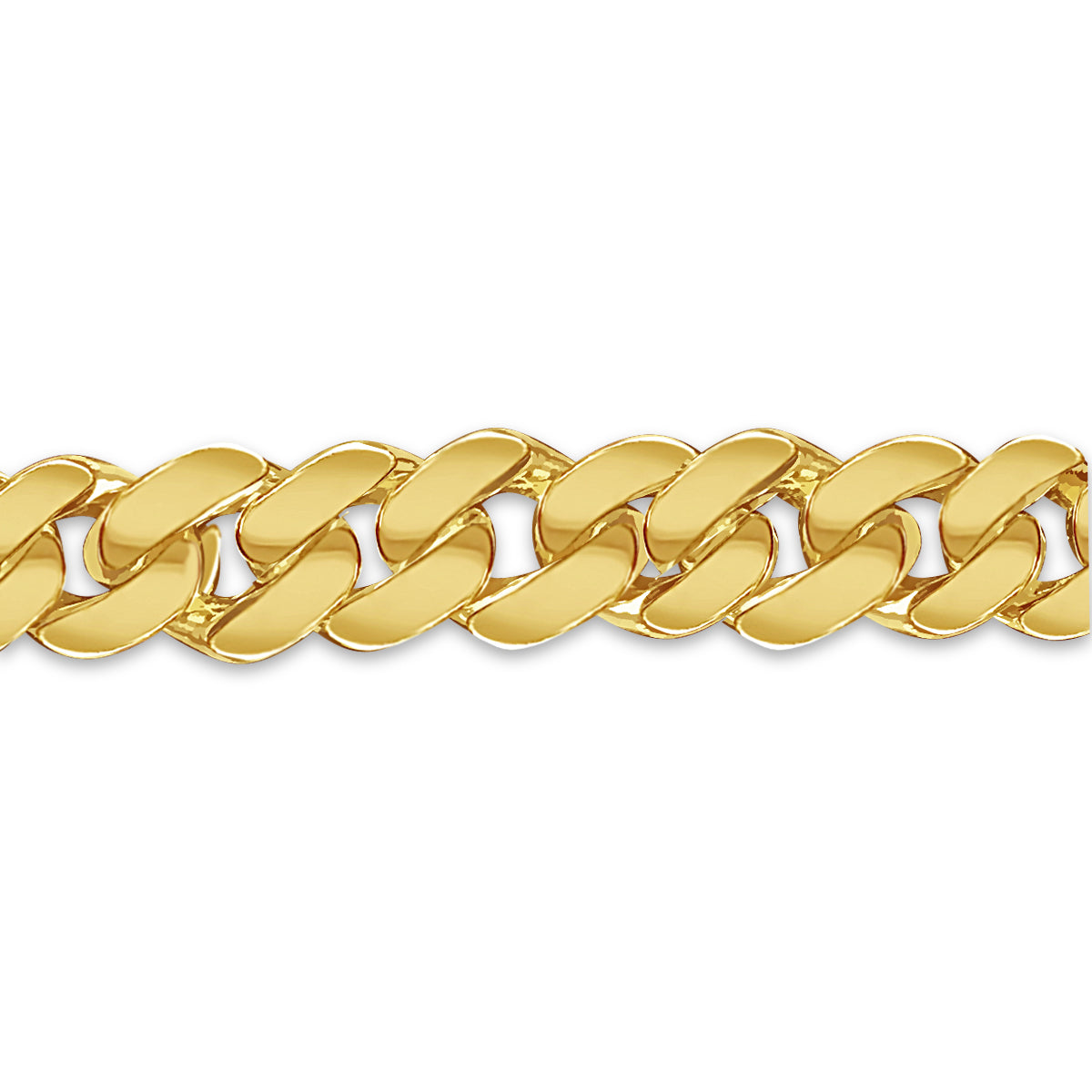 Curb Solid White/Yellow/Rose Gold Handmade Bracelet , 12mm, 6.5-10 Inch