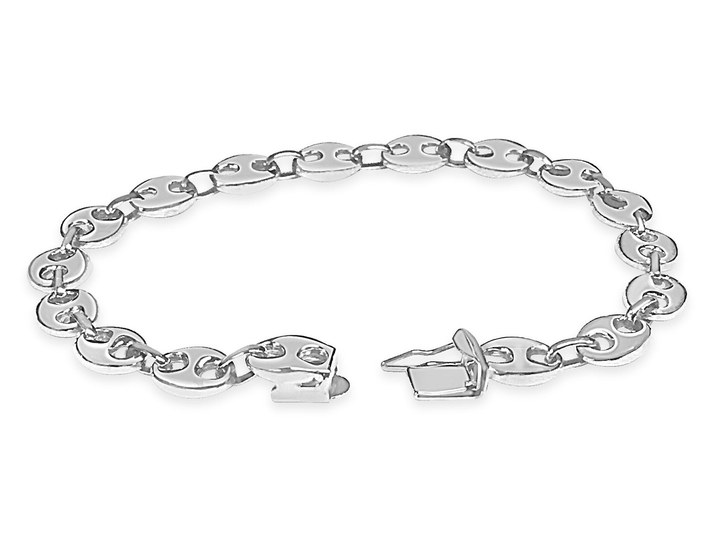Mariner Solid White/Yellow/Rose Gold Handmade Bracelet , 7mm, 6.5-10 Inch