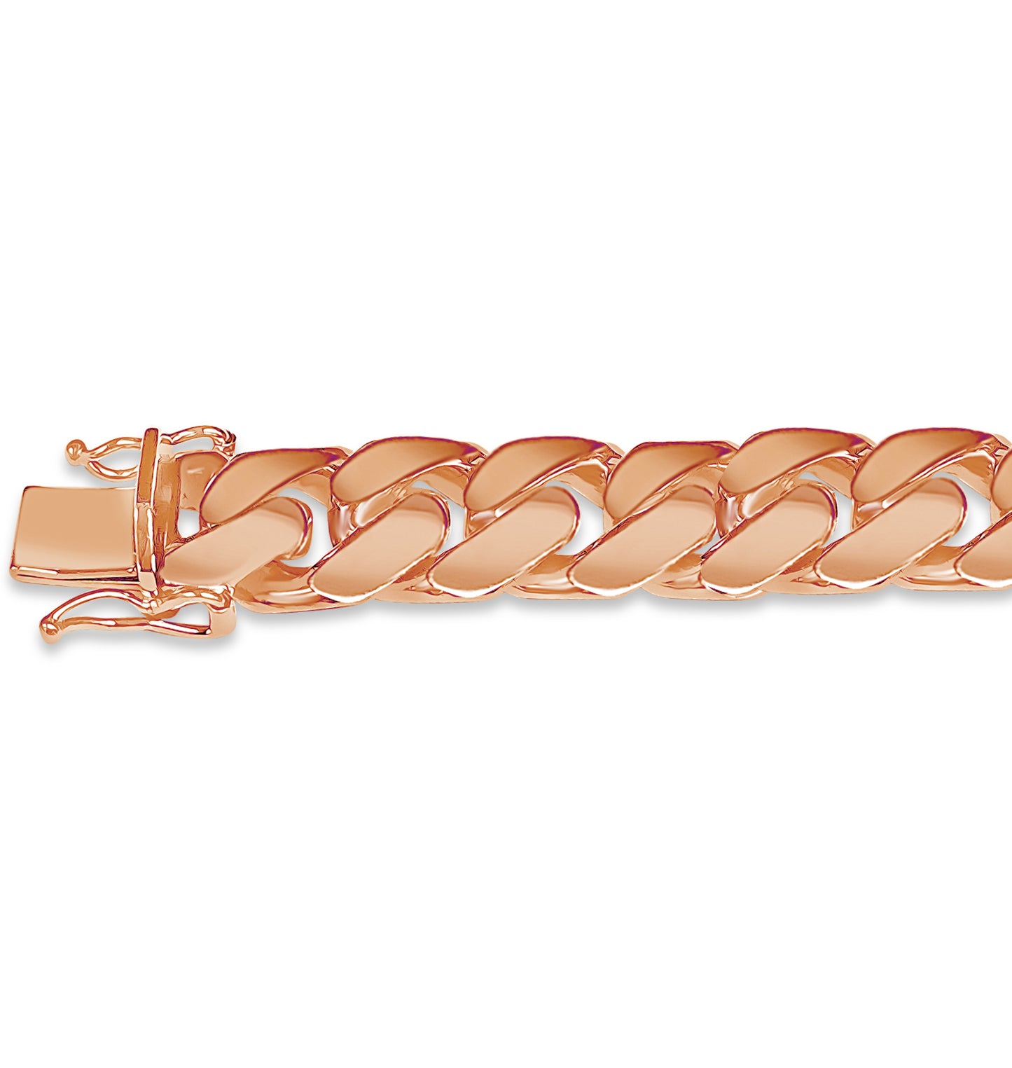 ID Curb Solid White/Yellow/Rose Gold Handmade Bracelet , 13mm, 6.5-10 Inch