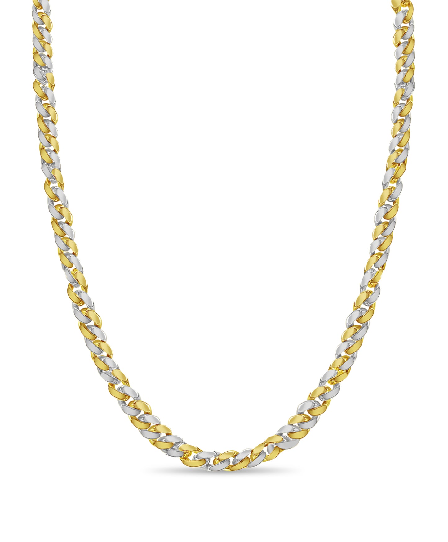 Curb Solid White/Yellow/Rose Gold Handmade Necklace , 15mm, 16-30 Inch