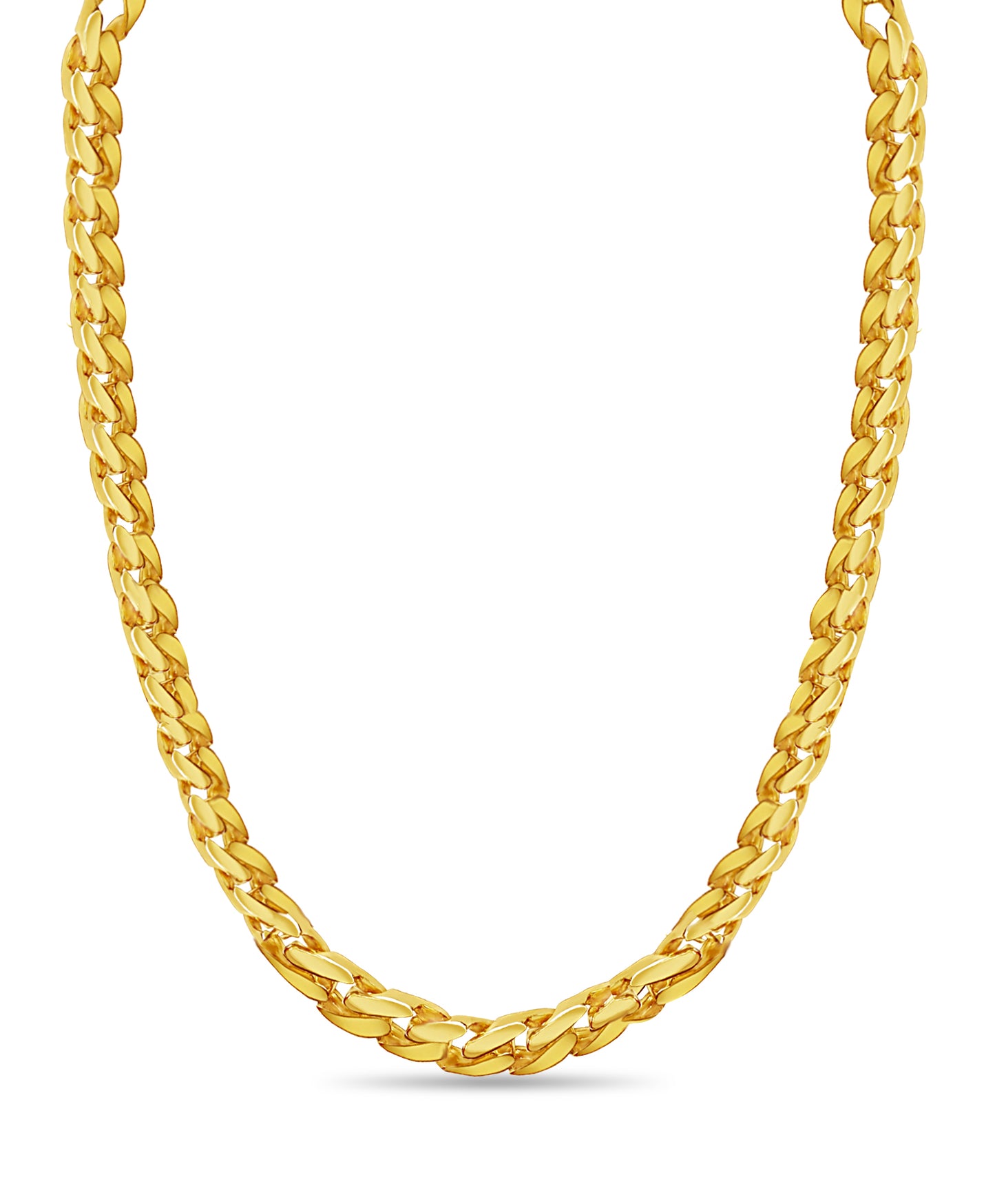 Curb Solid White/Yellow/Rose Gold Handmade Necklace , 16mm, 16-30 Inch