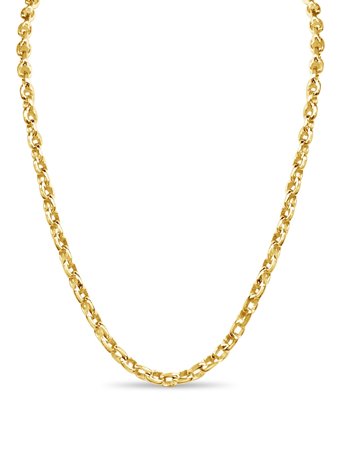 Fancy Rolo Solid White/Yellow/Rose Gold Handmade Necklace , 6mm, 16-30 Inch