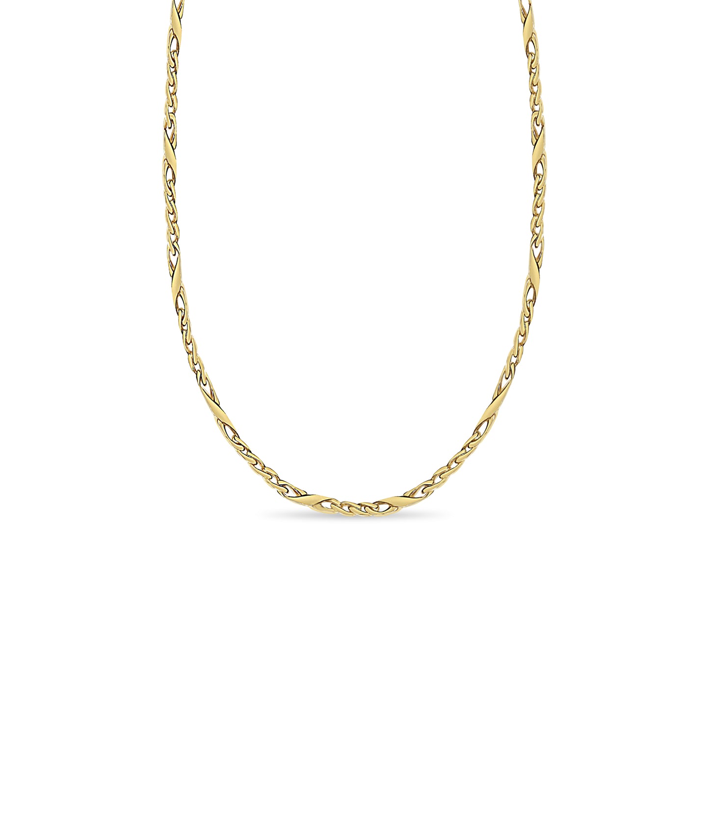 XO Curb Solid White/Yellow/Rose Gold Handmade Necklace , 6mm, 16-30 Inch