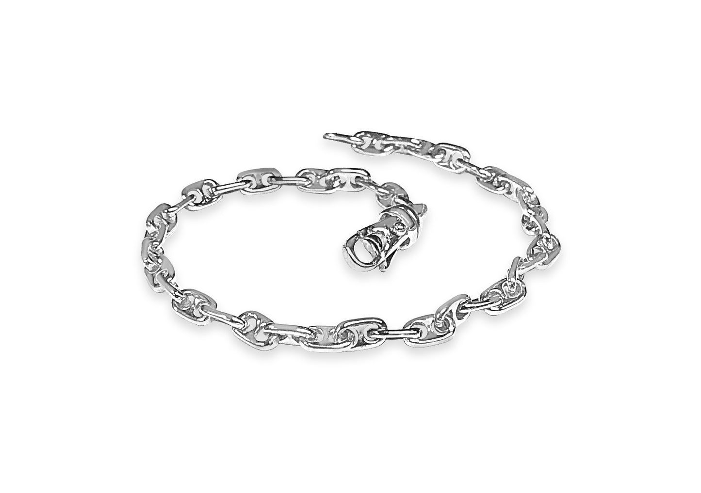 Anchor Mariner Solid White/Yellow/Rose Gold Handmade Bracelet , 5mm, 6.5-10 Inch