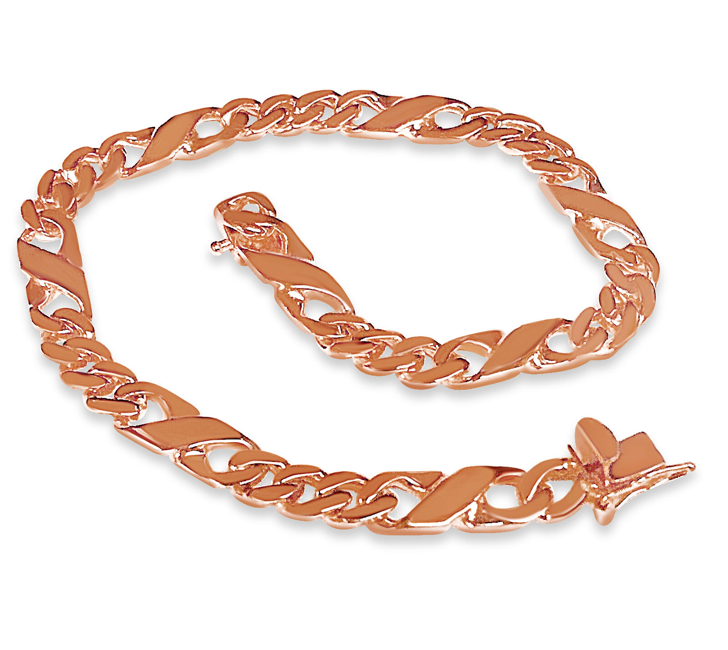 XO Curb Solid White/Yellow/Rose Gold Handmade Bracelet , 6mm, 6.5-10 Inch