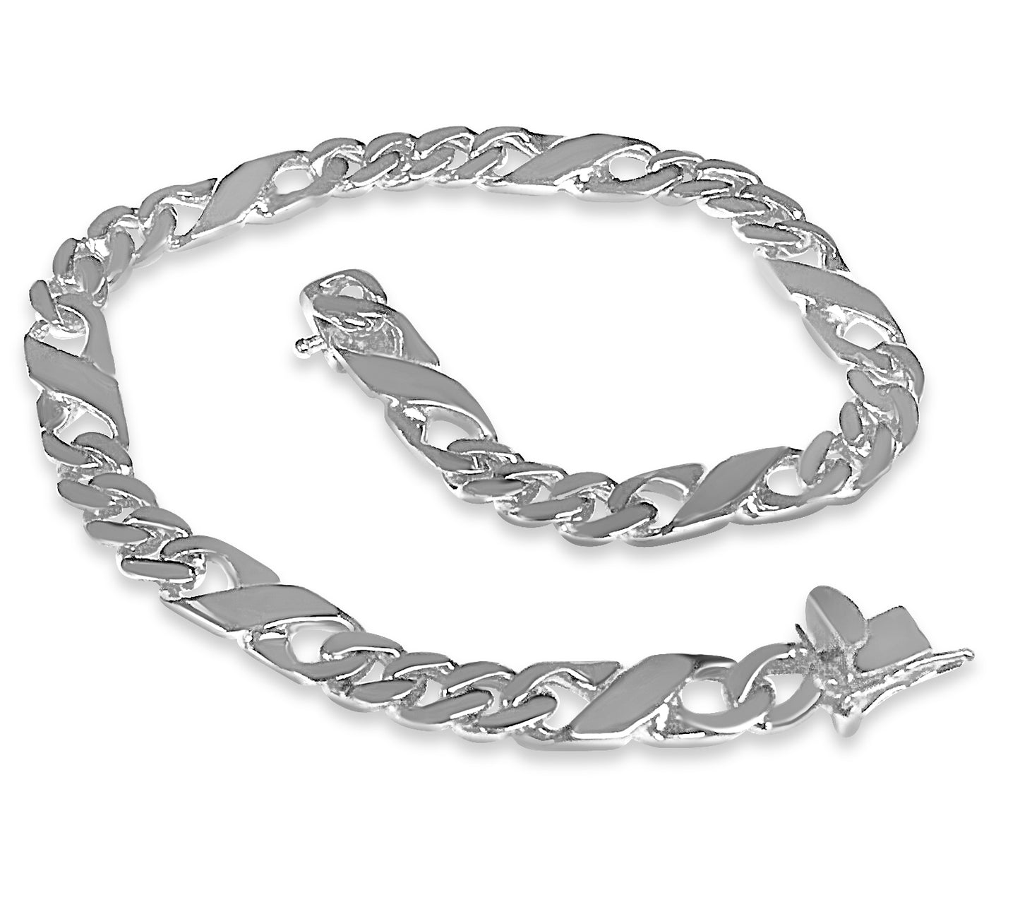 XO Curb Solid White/Yellow/Rose Gold Handmade Bracelet , 6mm, 6.5-10 Inch