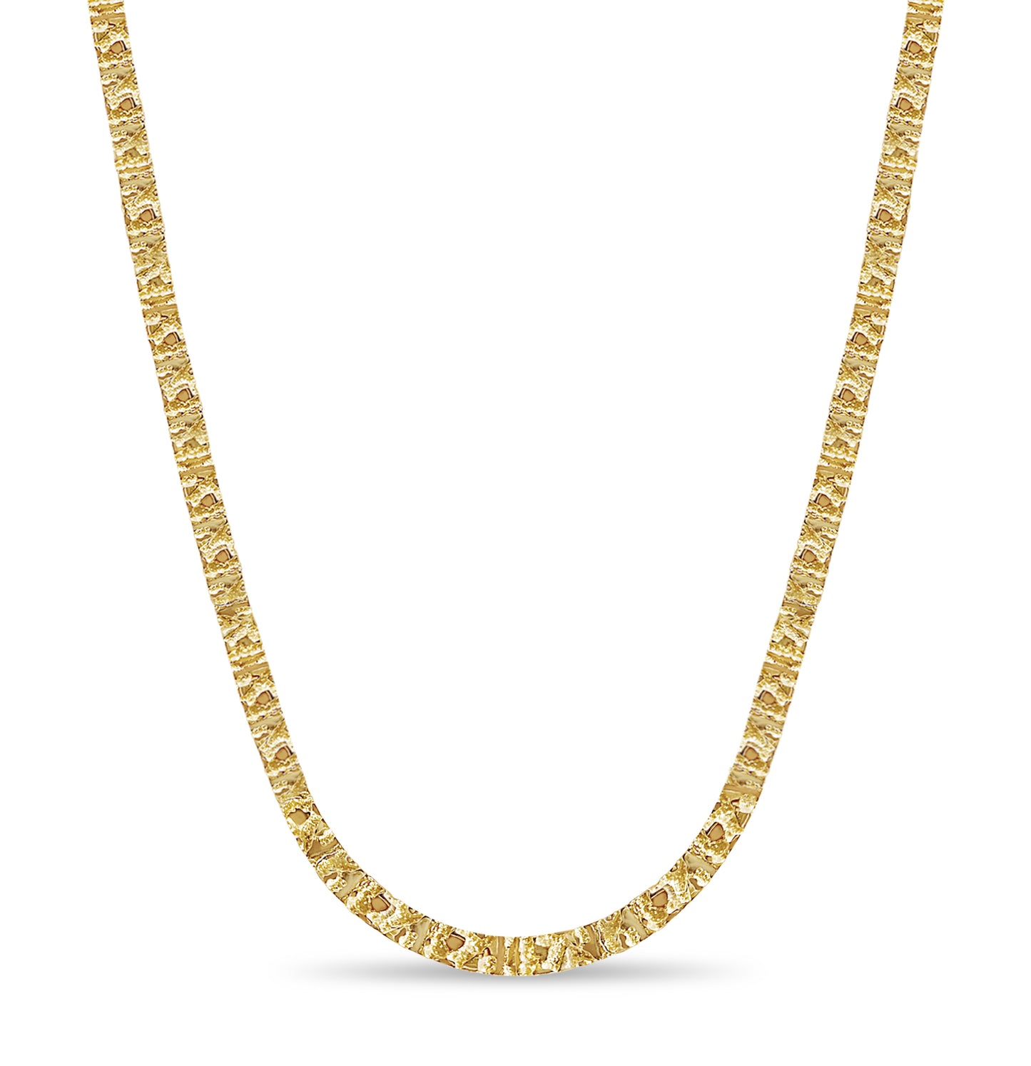 Nugget Solid White/Yellow/Rose Gold Handmade Necklace , 6mm, 16-30 Inch
