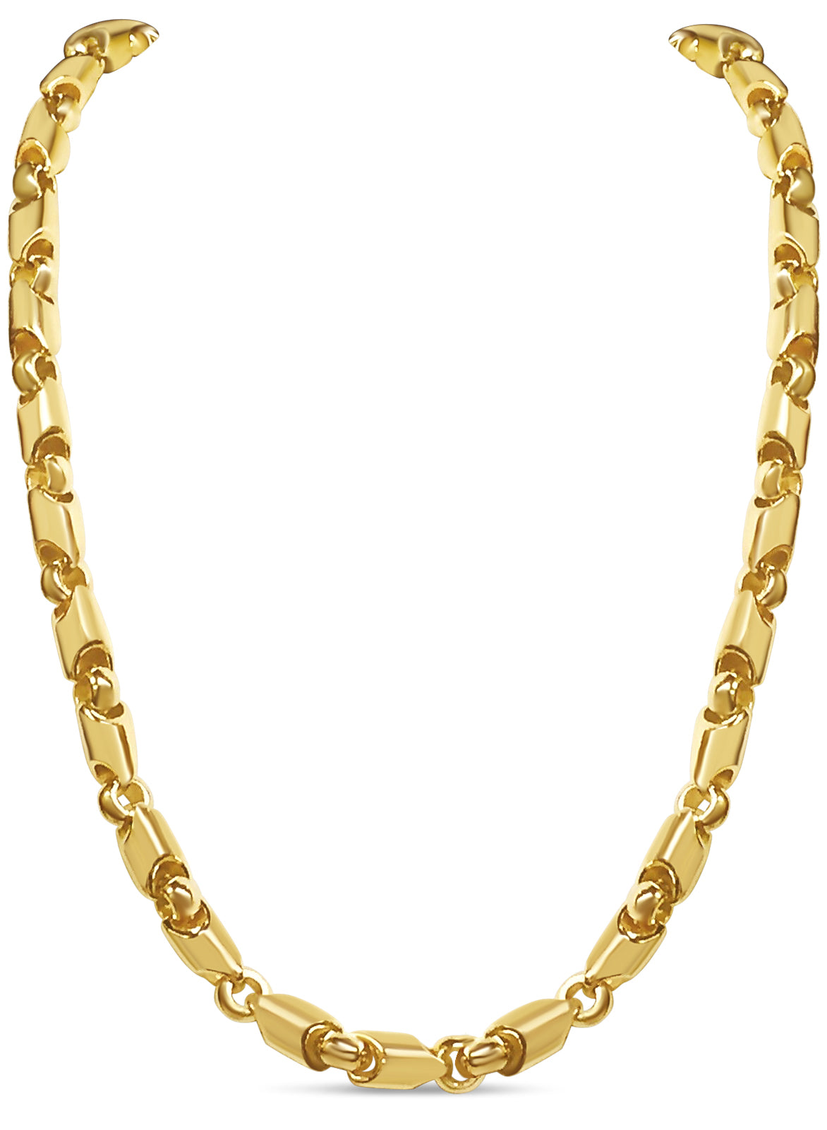 Fancy Tube Solid White/Yellow/Rose Gold Handmade Necklace , 8mm, 16-30 Inch