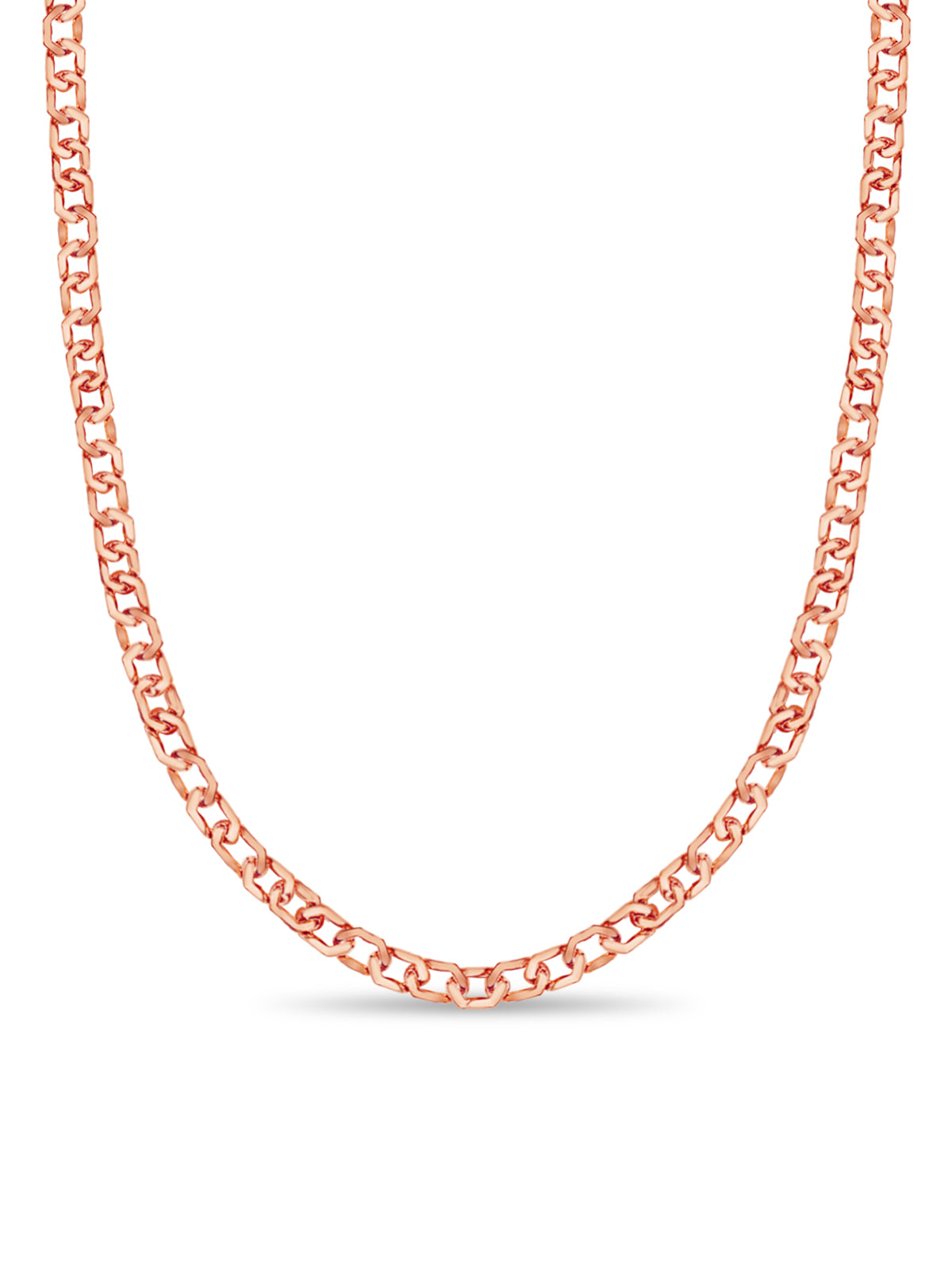 Curb Solid White/Yellow/Rose Gold Handmade Necklace , 11mm, 16-30 Inch