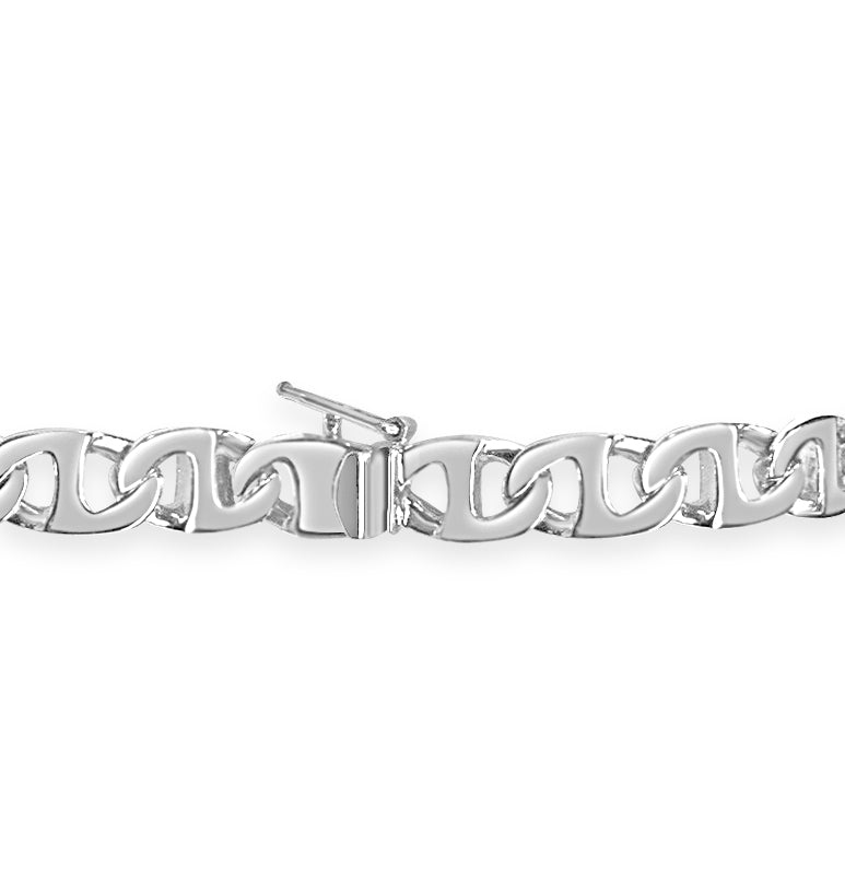 Mariner Solid White/Yellow/Rose Gold Handmade Bracelet , 7mm, 6.5-10 Inch