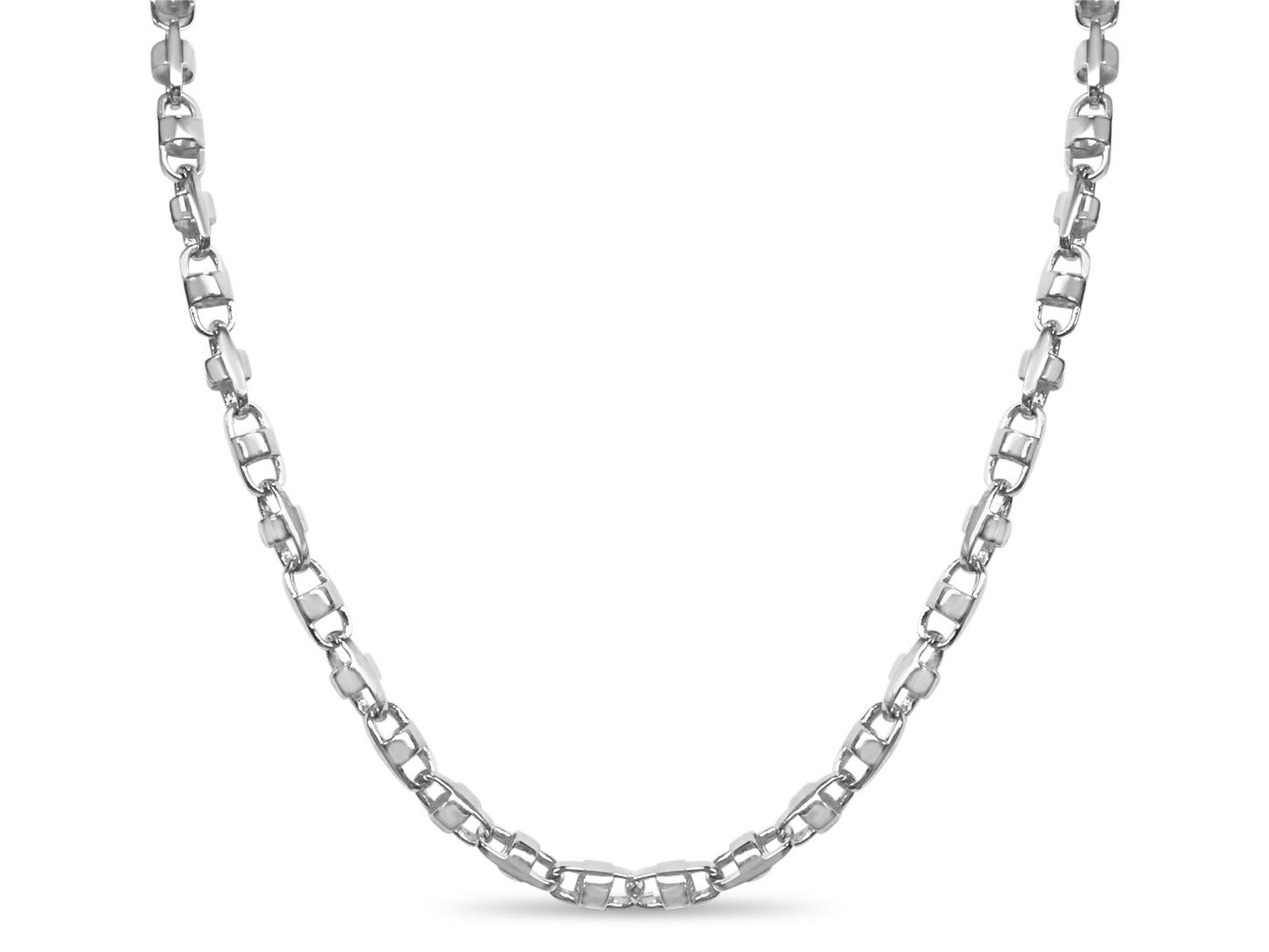 Anchor Mariner Solid White/Yellow/Rose Gold Handmade Necklace , 7mm, 16-30 Inch