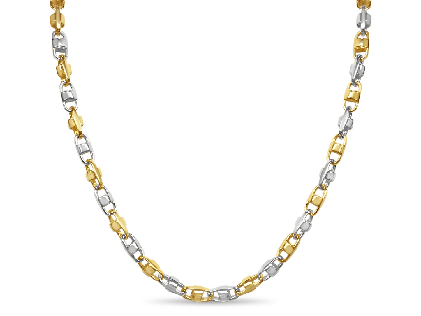 Anchor Mariner Solid White/Yellow/Rose Gold Handmade Necklace , 7mm, 16-30 Inch