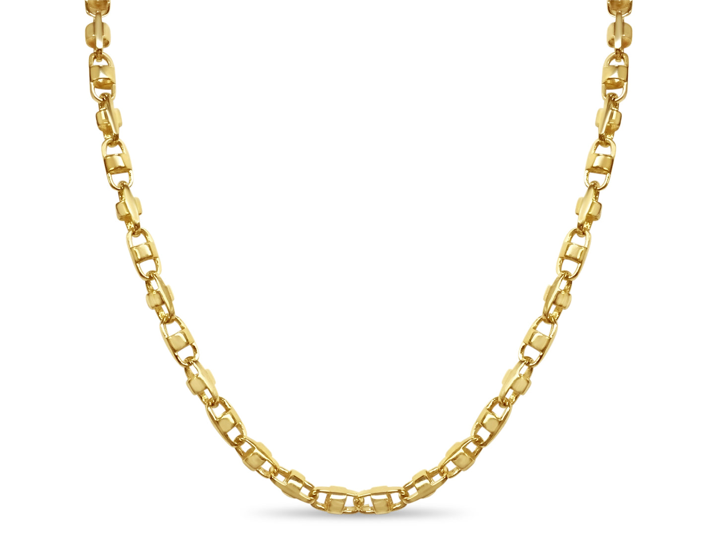 Anchor Mariner Solid White/Yellow/Rose Gold Handmade Necklace , 7mm, 16-30 Inch