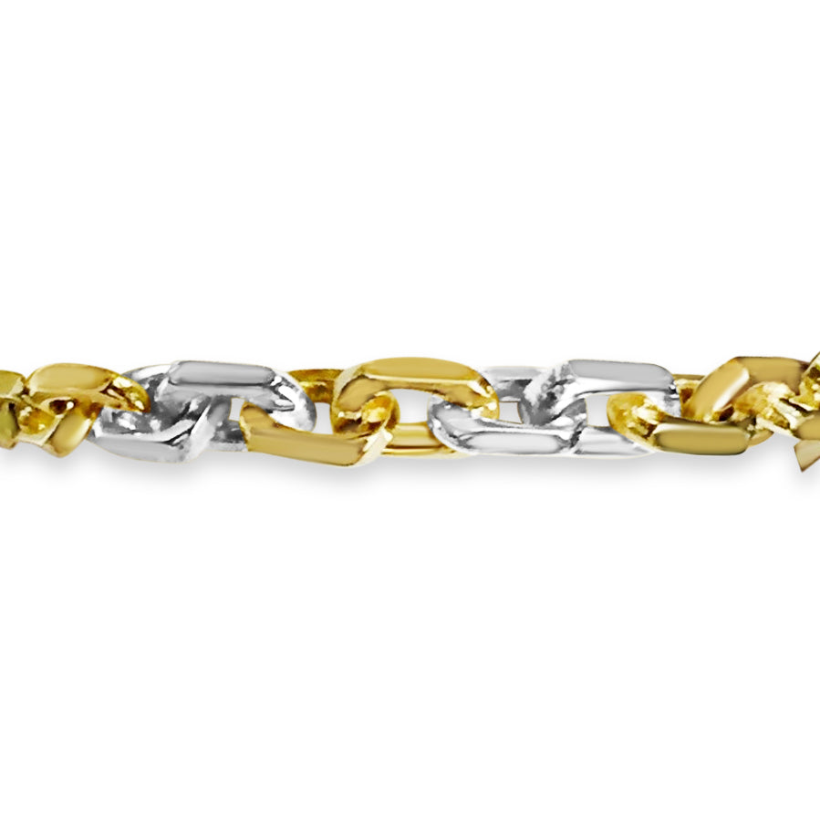 Fancy Rolo Solid White/Yellow/Rose Gold Handmade Bracelet , 5mm, 6.5-10 Inch