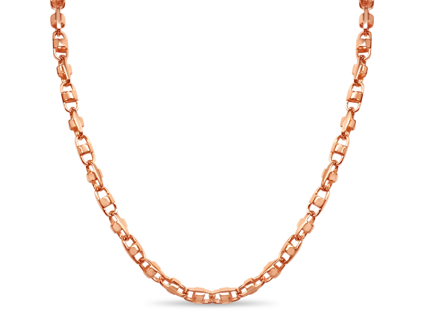 Anchor Mariner Solid White/Yellow/Rose Gold Handmade Necklace , 7mm, 16-30 Inch