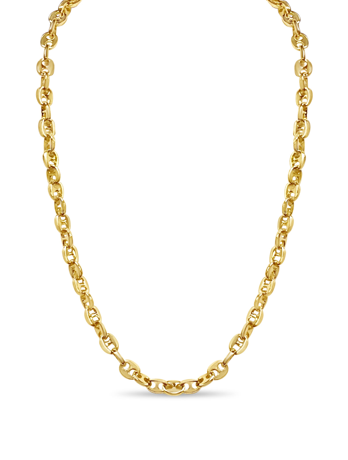 Anchor Mariner Solid White/Yellow/Rose Gold Handmade Necklace , 9mm, 16-30 Inch