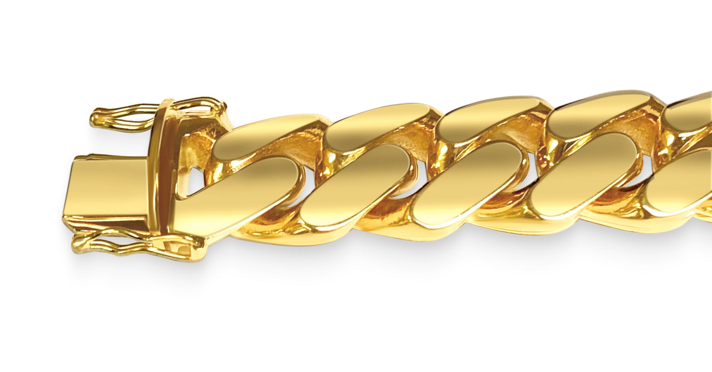 Miami Cuban Solid White/Yellow/Rose Gold Handmade Bracelet , 18mm, 6.5-10 Inch