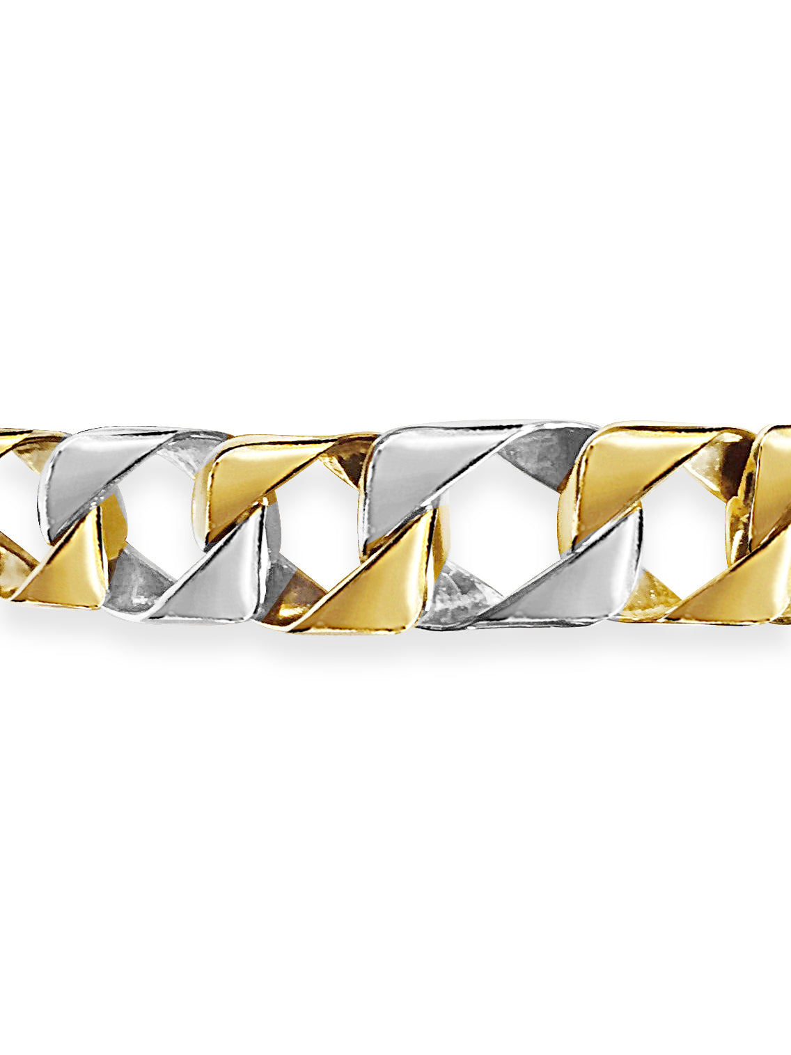 Curb Solid White/Yellow/Rose Gold Handmade Bracelet , 11mm, 6.5-10 Inch