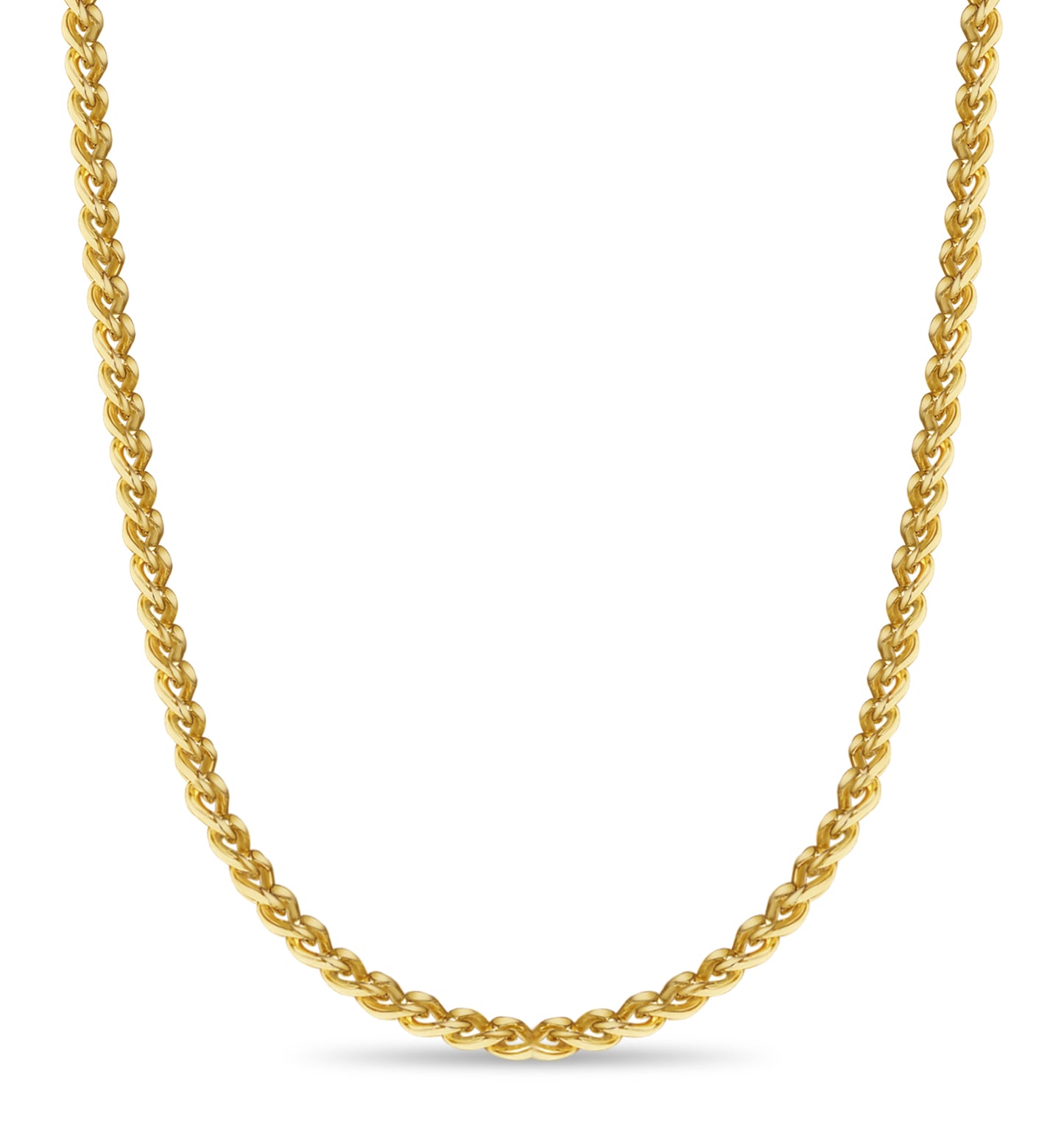 Curb Solid White/Yellow/Rose Gold Handmade Necklace , 8mm, 16-30 Inch