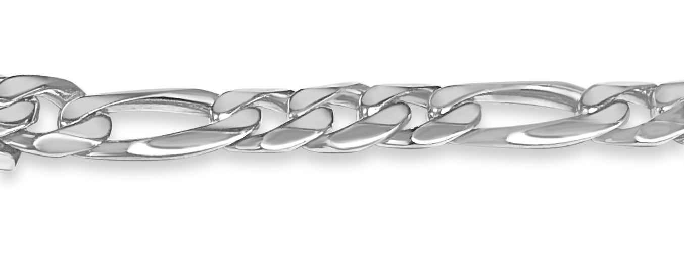 Figaro Solid White/Yellow/Rose Gold Handmade Bracelet , 9mm, 6.5-10 Inch