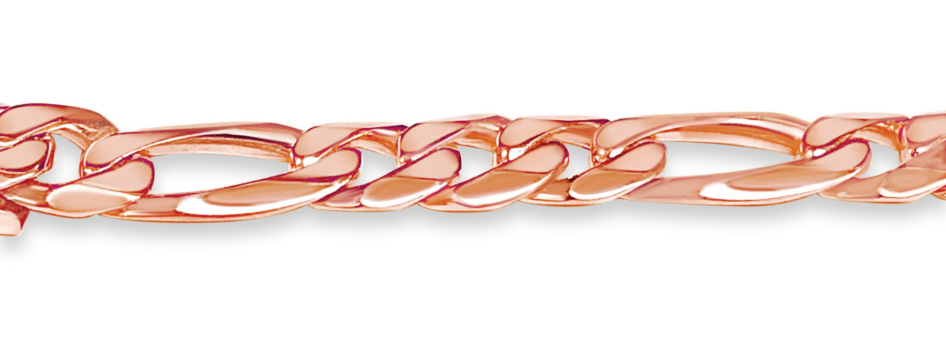 Figaro Solid White/Yellow/Rose Gold Handmade Bracelet , 9mm, 6.5-10 Inch