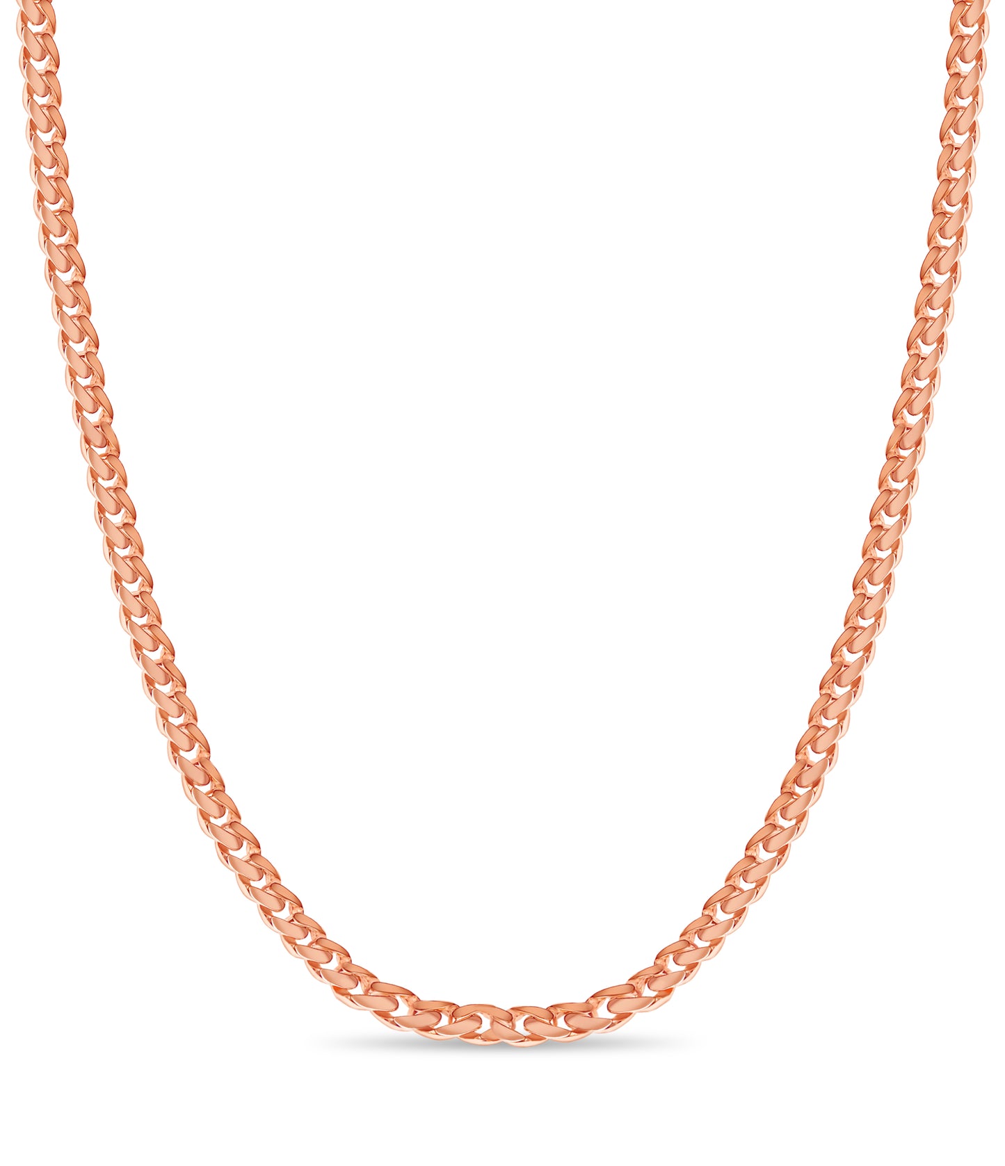 Curb Solid White/Yellow/Rose Gold Handmade Necklace , 11mm, 16-30 Inch