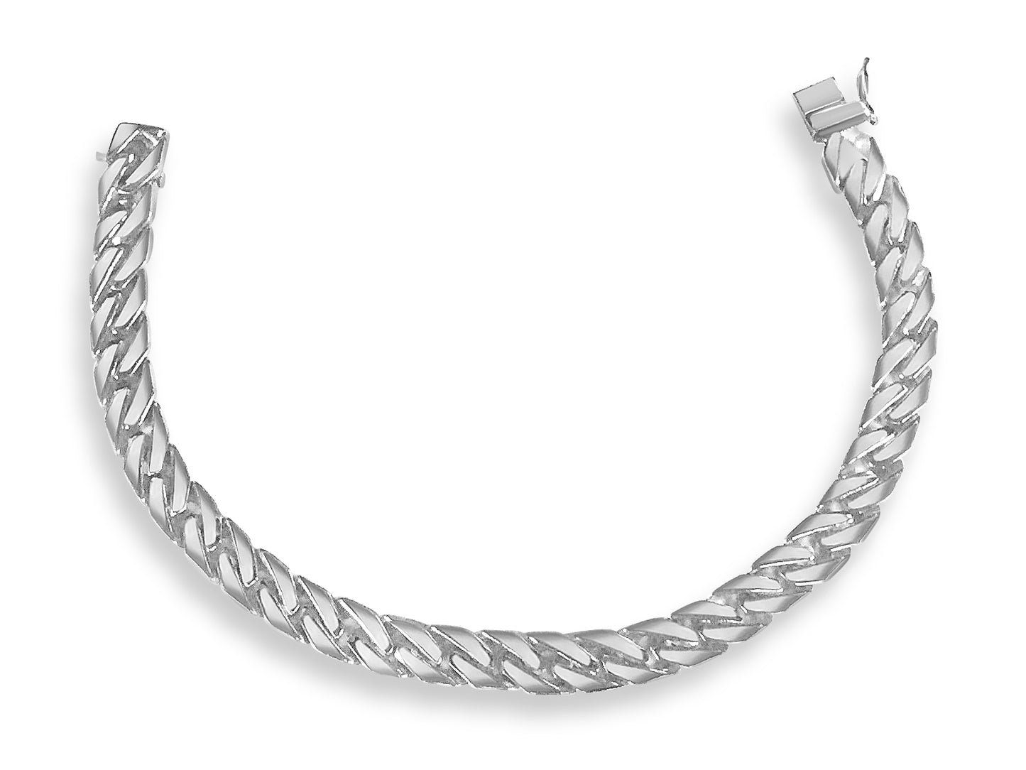 Curb Solid White/Yellow/Rose Gold Handmade Bracelet , 8mm, 6.5-10 Inch