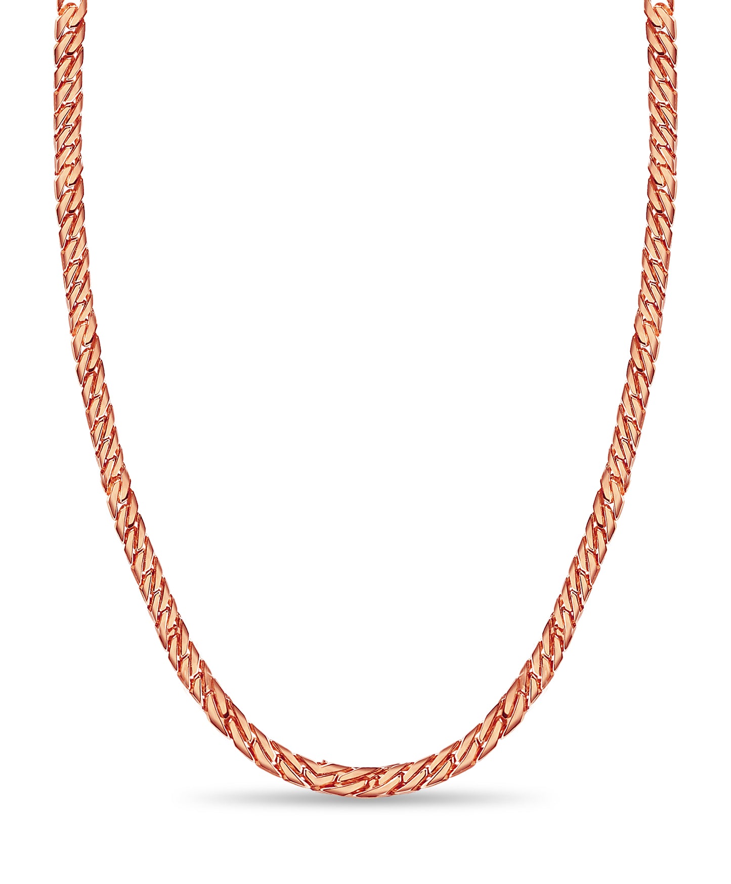 Curb Solid White/Yellow/Rose Gold Handmade Necklace , 8mm, 16-30 Inch