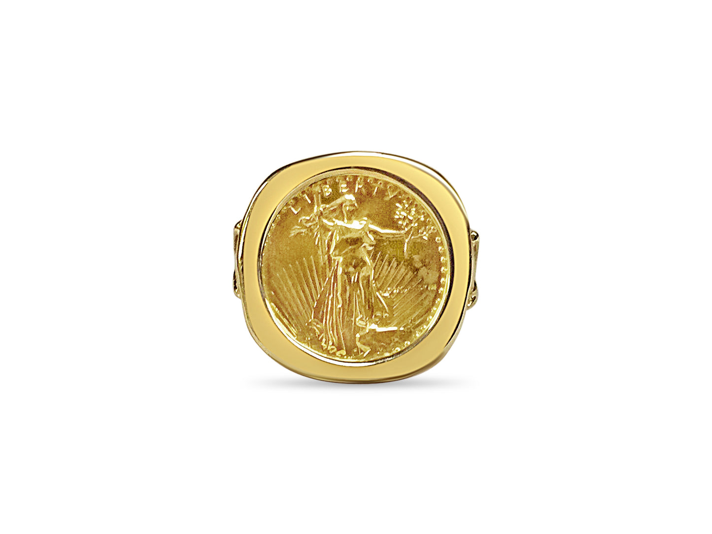 Fancy Solid White/Yellow/Rose Gold Handmade Coin Ring , 1/10oz Coin ,