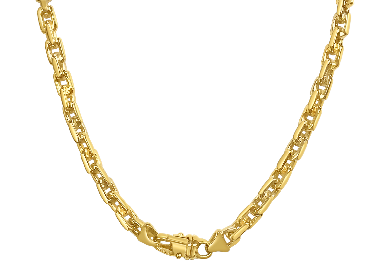 Fancy Rolo Solid White/Yellow/Rose Gold Handmade Necklace , 8mm, 16-30 Inch