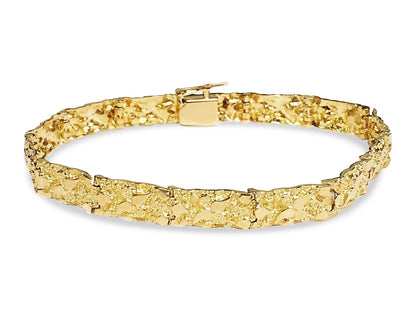 Nugget Solid White/Yellow/Rose Gold Handmade Bracelet , 7mm, 6.5-10 Inch