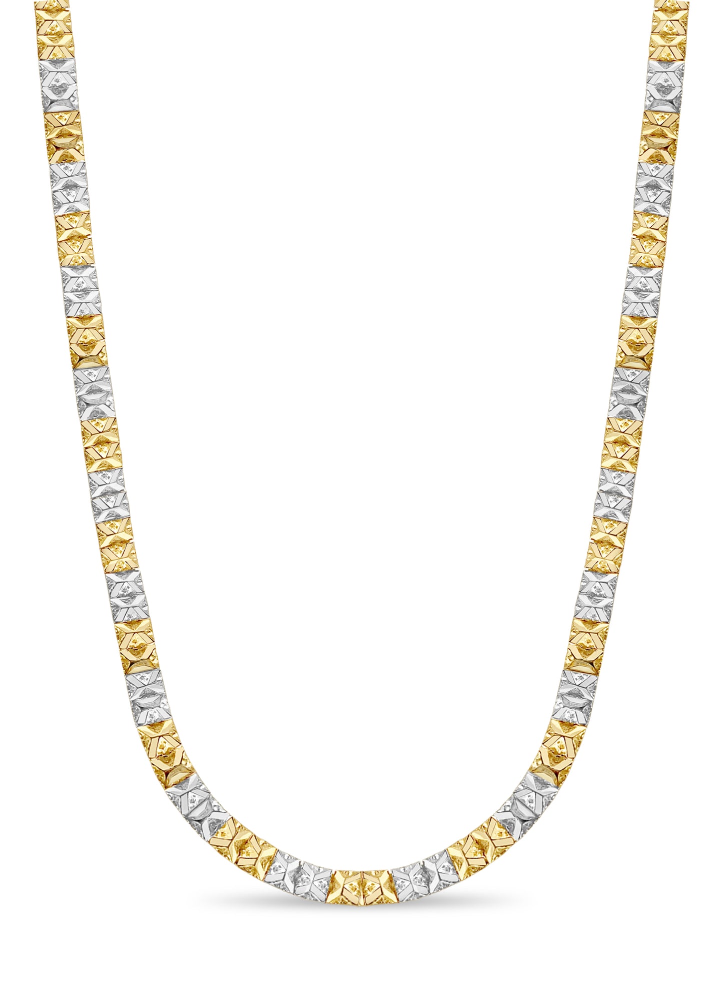 Nugget Solid White/Yellow/Rose Gold Handmade Necklace , 9mm, 16-30 Inch