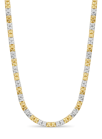 Nugget Solid White/Yellow/Rose Gold Handmade Necklace , 9mm, 16-30 Inch