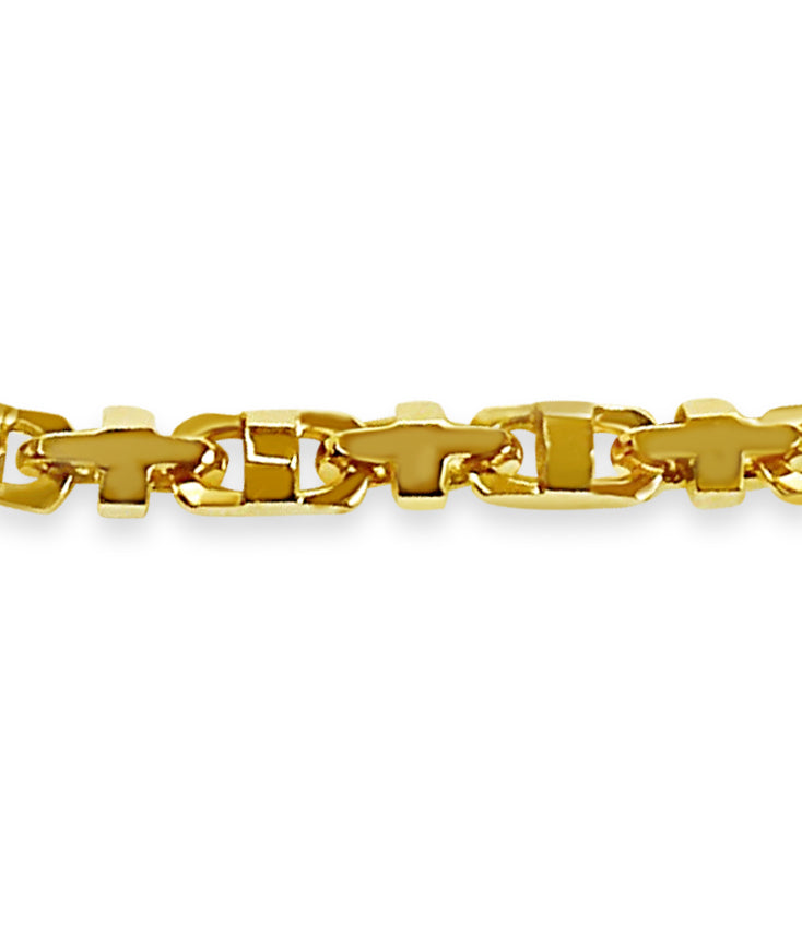 Anchor Mariner Solid White/Yellow/Rose Gold Handmade Bracelet , 11mm, 6.5-10 Inch