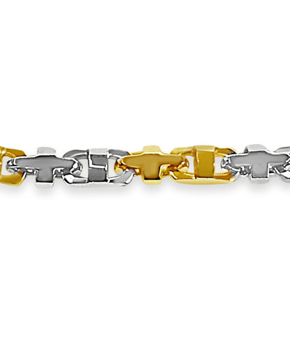 Anchor Mariner Solid White/Yellow/Rose Gold Handmade Bracelet , 11mm, 6.5-10 Inch