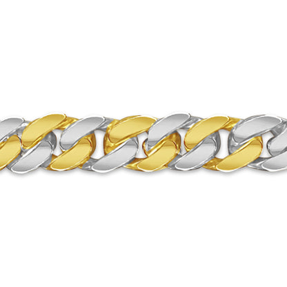 Curb Solid White/Yellow/Rose Gold Handmade Bracelet , 9mm, 6.5-10 Inch