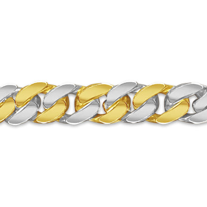 Curb Solid White/Yellow/Rose Gold Handmade Bracelet , 9mm, 6.5-10 Inch