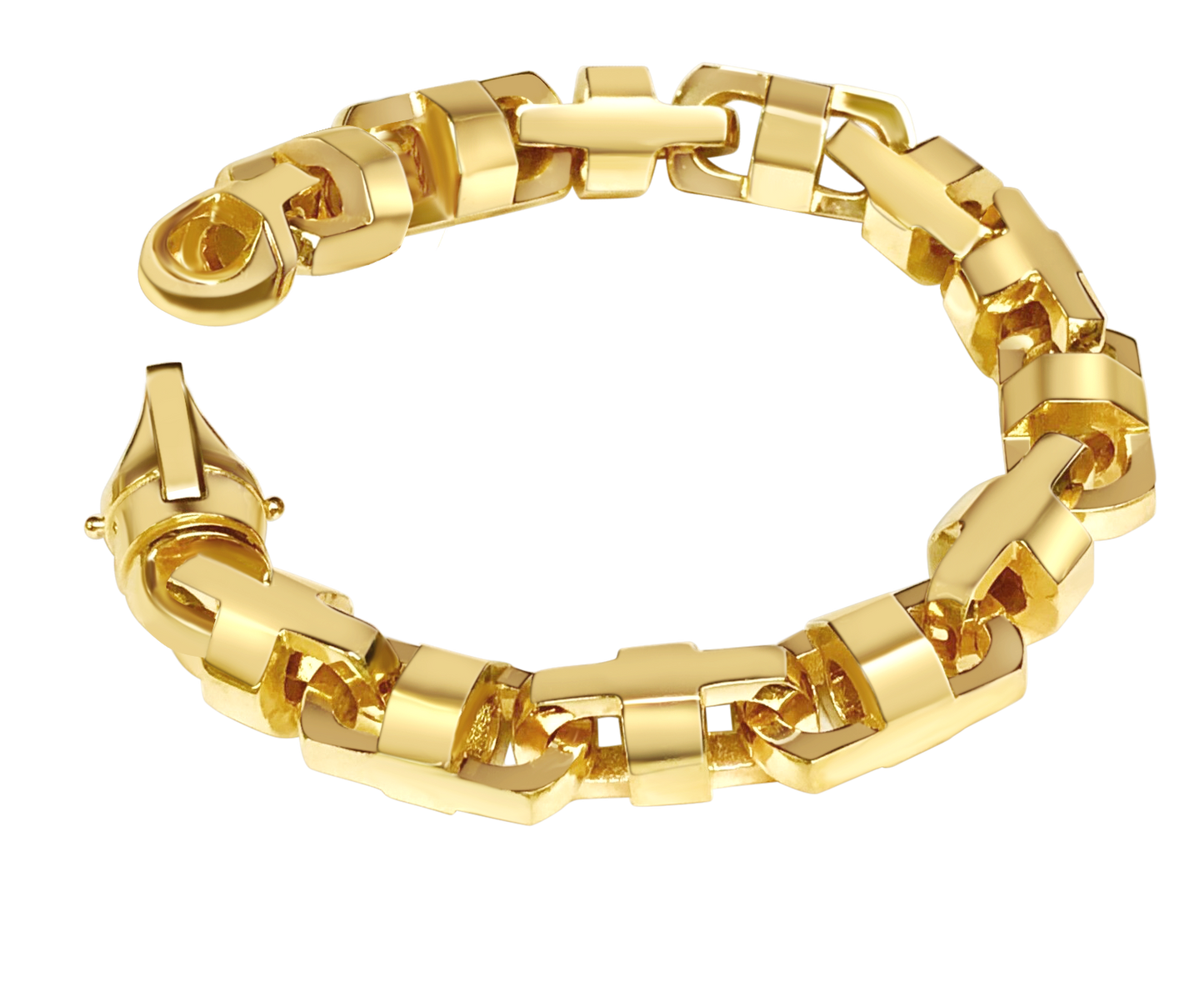 Anchor Mariner Solid White/Yellow/Rose Gold Handmade Bracelet , 14mm, 6.5-10 Inch