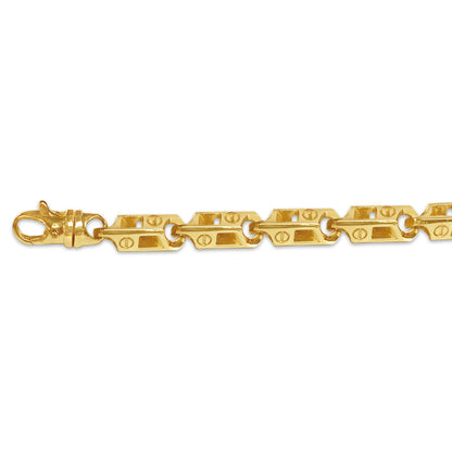 Fancy Screw Solid White/Yellow/Rose Gold Handmade Bracelet , 7mm, 6.5-10 Inch