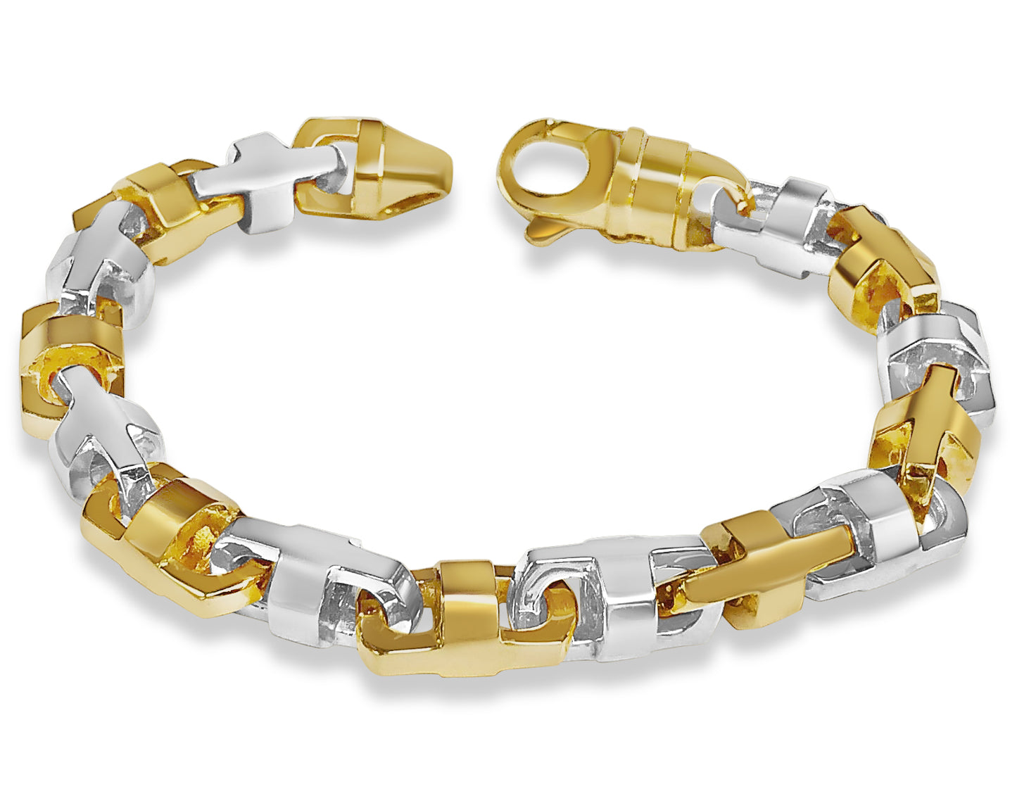 Anchor Mariner Solid White/Yellow/Rose Gold Handmade Bracelet , 12mm, 6.5-10 Inch