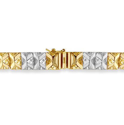 Nugget Solid White/Yellow/Rose Gold Handmade Bracelet , 9mm, 6.5-10 Inch