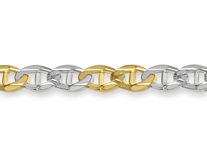 Anchor Mariner Solid White/Yellow/Rose Gold Handmade Bracelet , 13mm, 6.5-10 Inch