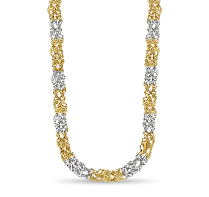 Nugget Solid White/Yellow/Rose Gold Handmade Necklace , 11mm, 16-30 Inch