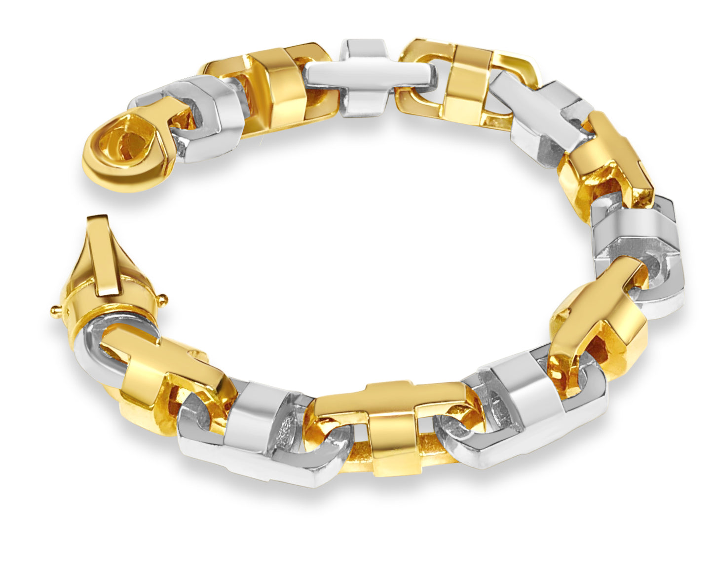 Anchor Mariner Solid White/Yellow/Rose Gold Handmade Bracelet , 14mm, 6.5-10 Inch