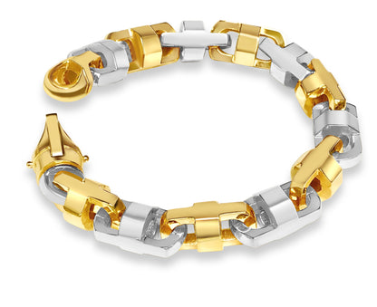 Anchor Mariner Solid White/Yellow/Rose Gold Handmade Bracelet , 14mm, 6.5-10 Inch