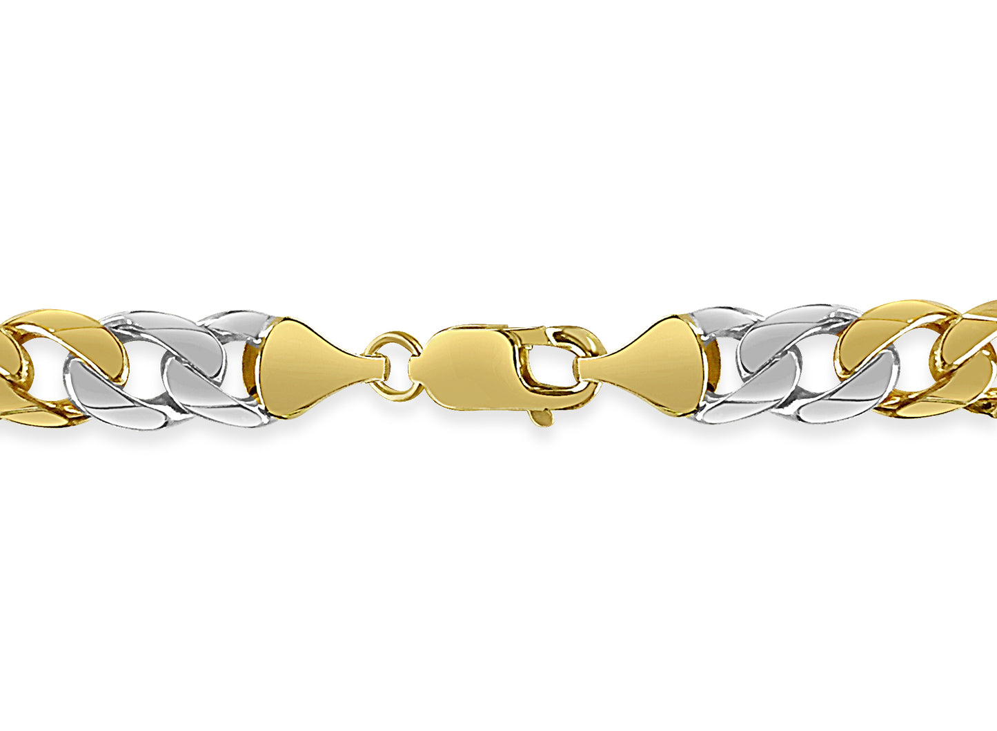 Curb Solid White/Yellow/Rose Gold Handmade Bracelet , 9mm, 6.5-10 Inch